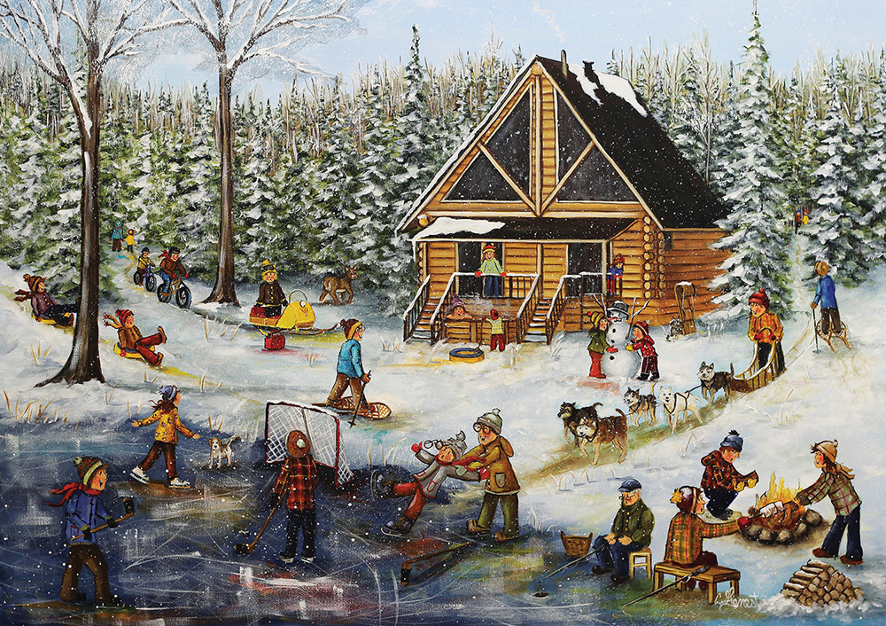 Trefl 1000 pcs - L'hiver au chalet en bois rond