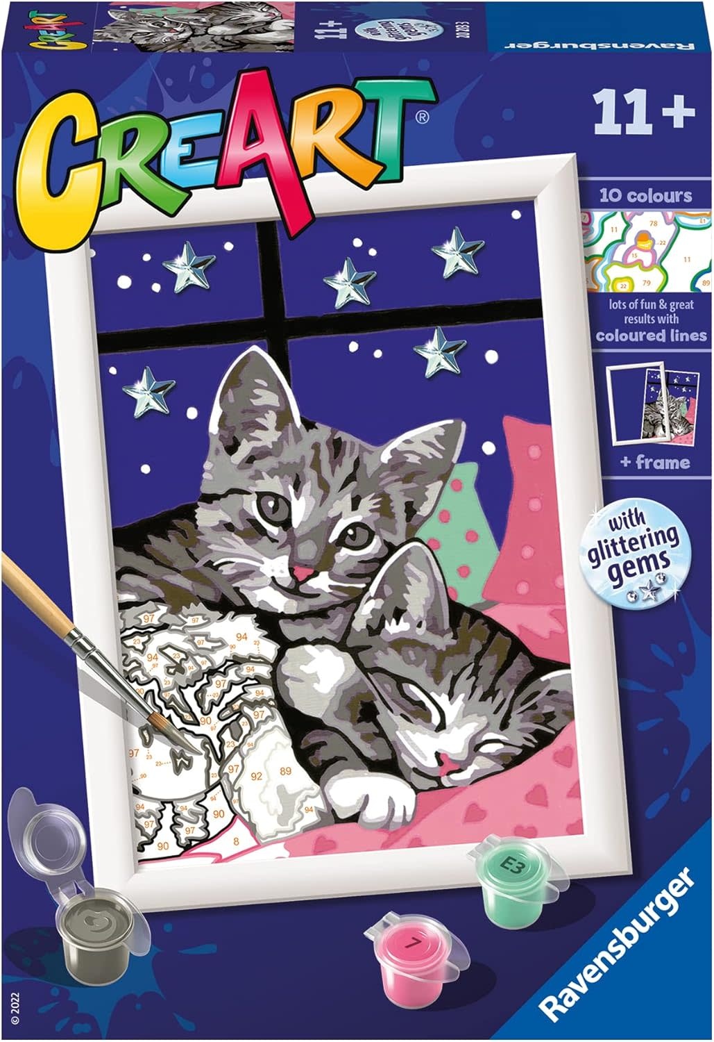 Ravensburger CreArt Peinture par numéros avec pierres  brillantes sleepy kitties