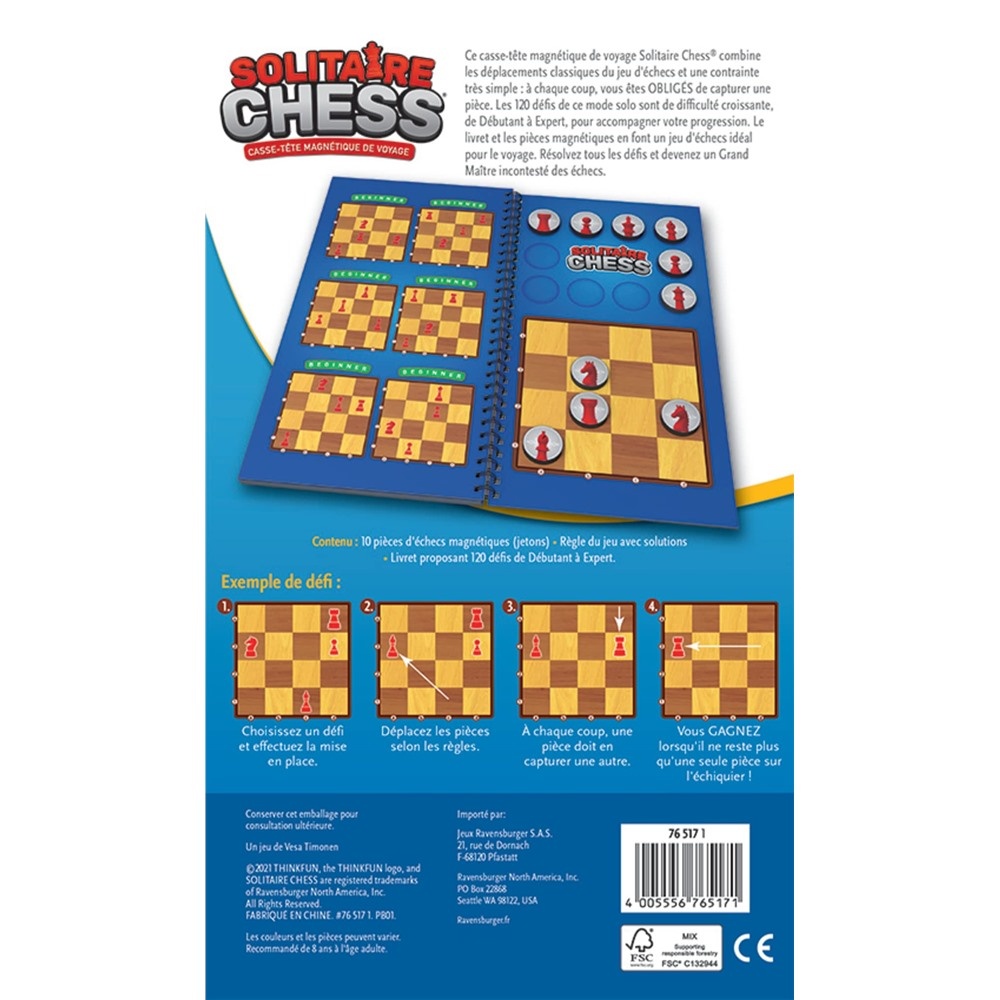 ThinkFun Solitaire Chess casse-tête magnétique de voyage