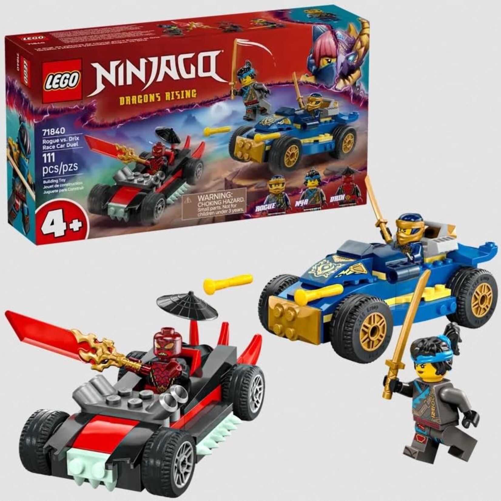 Lego Lego 71840 Ninjago - Le duel de voitures de course entre Rogue et Drix
