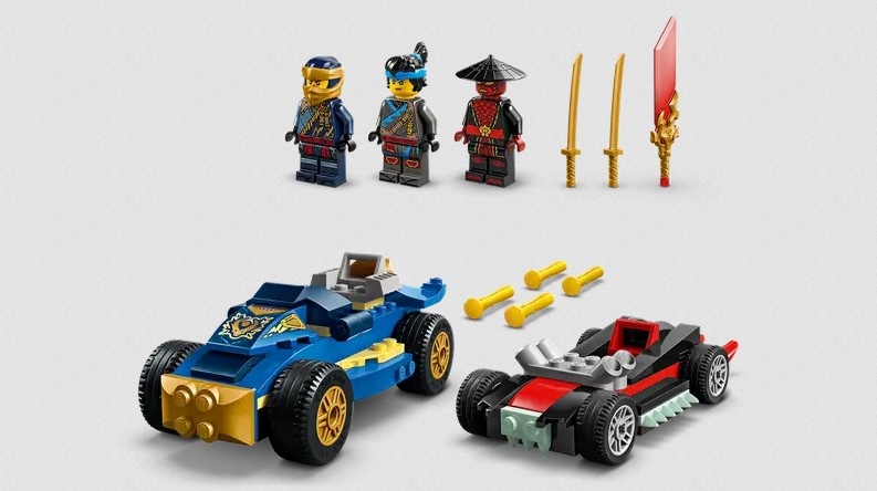 Lego Lego 71840 Ninjago - Le duel de voitures de course entre Rogue et Drix