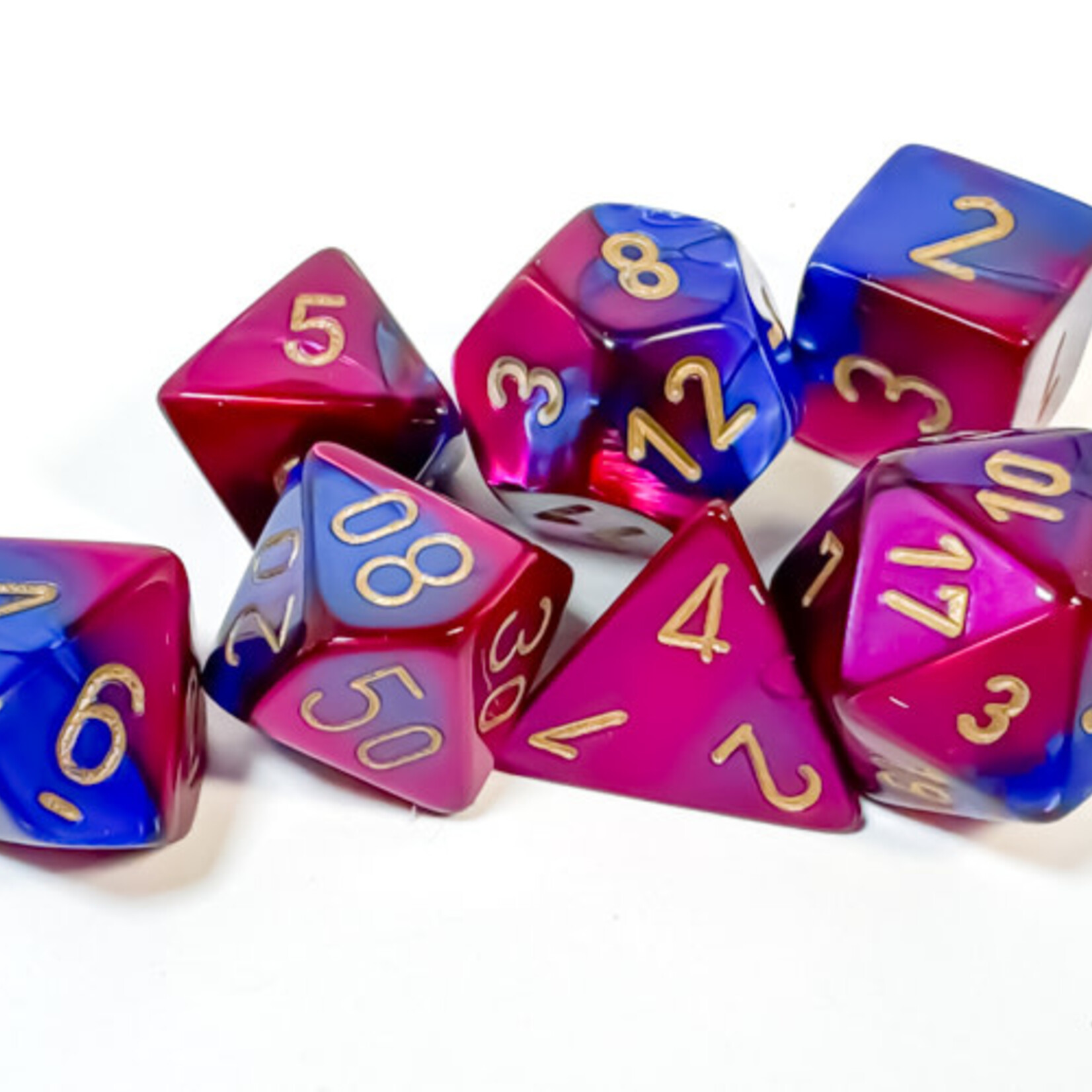 Chessex Chessex -  7 dés Gemini Bleu/Mauve/Or