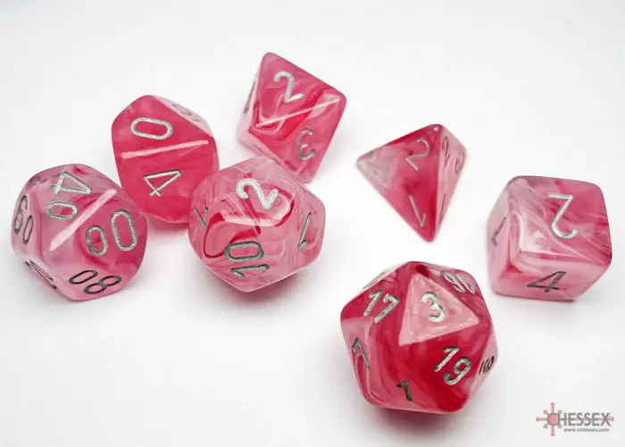 Chessex Chessex - Dés fantôme luminary - Rose et argent