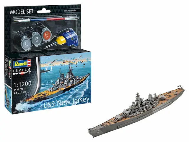 Revell Revell Level 4 navire USS New Jersey avec peintures, colle et pinceau