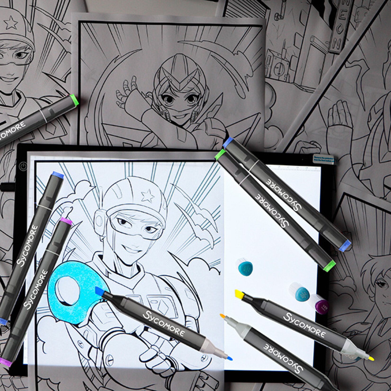 Sycomore Tablette Lumineuse et Atelier marqueurs Manga