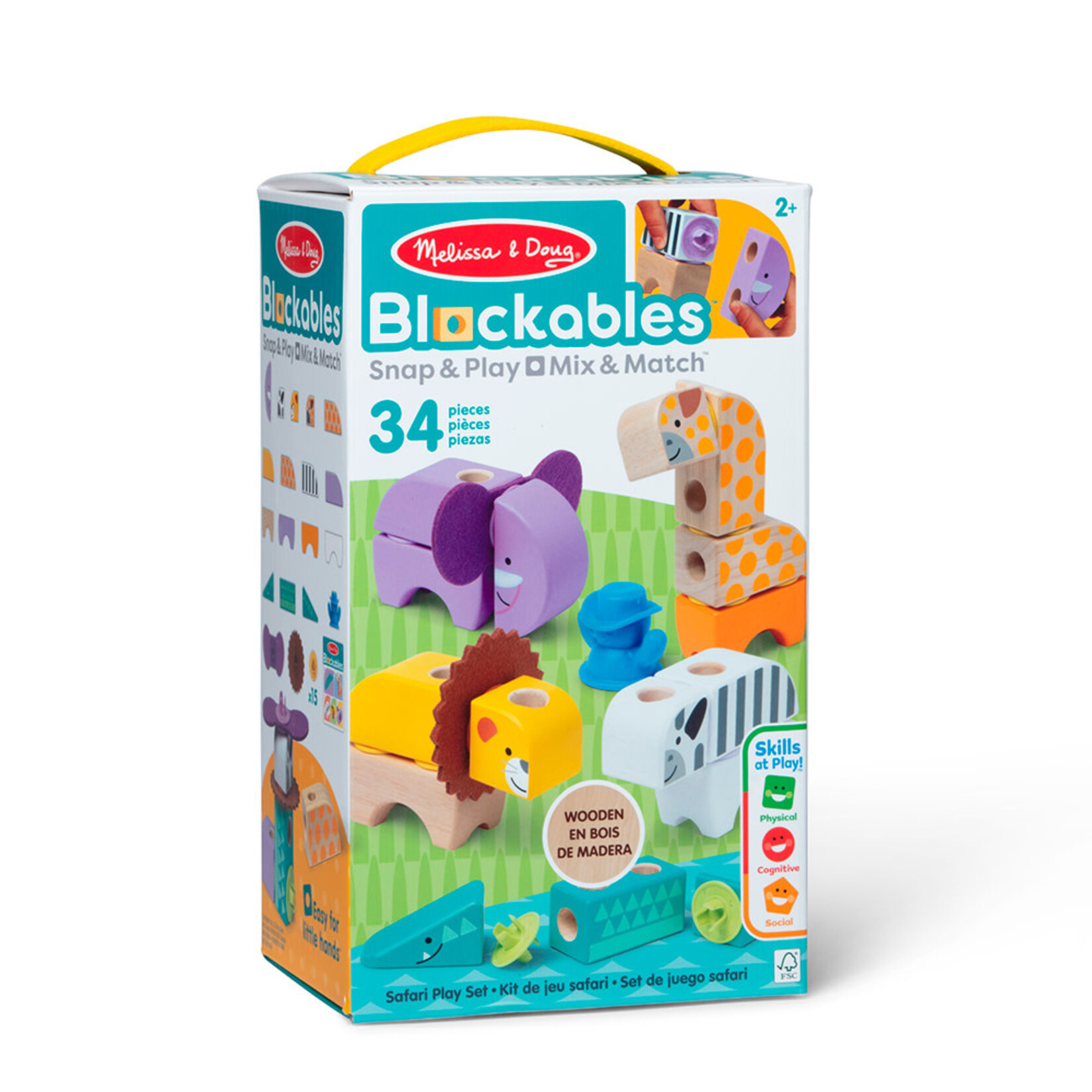 Melissa & Doug M&D - Blockables - Kit de jeu safari - 34 Pièces
