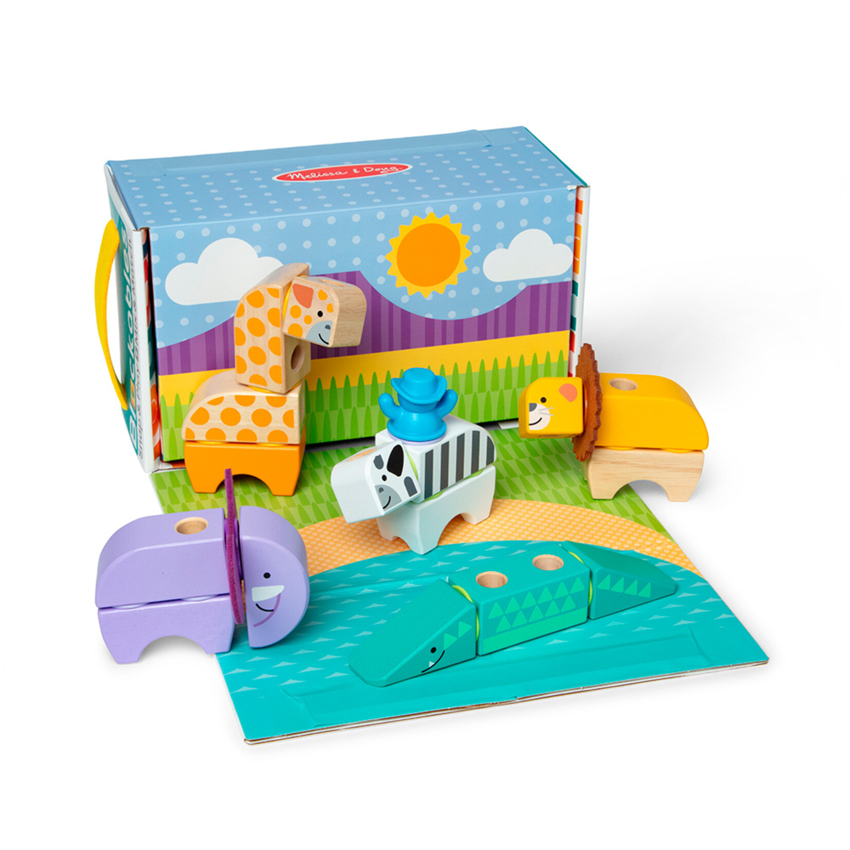 Melissa & Doug M&D - Blockables - Kit de jeu safari - 34 Pièces