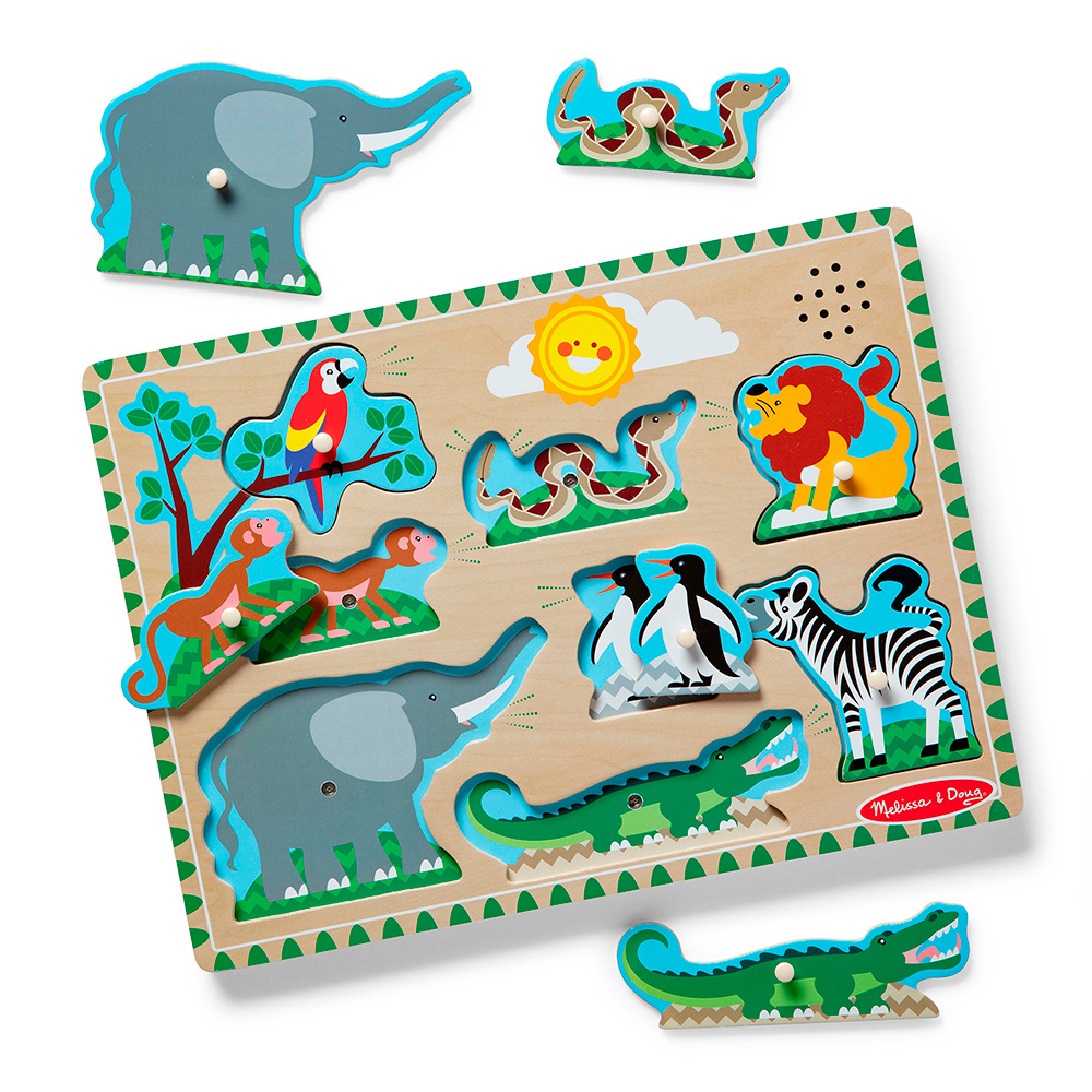 Melissa & Doug Casse-tête sonore 8 morceaux - Animaux jardin zoologique