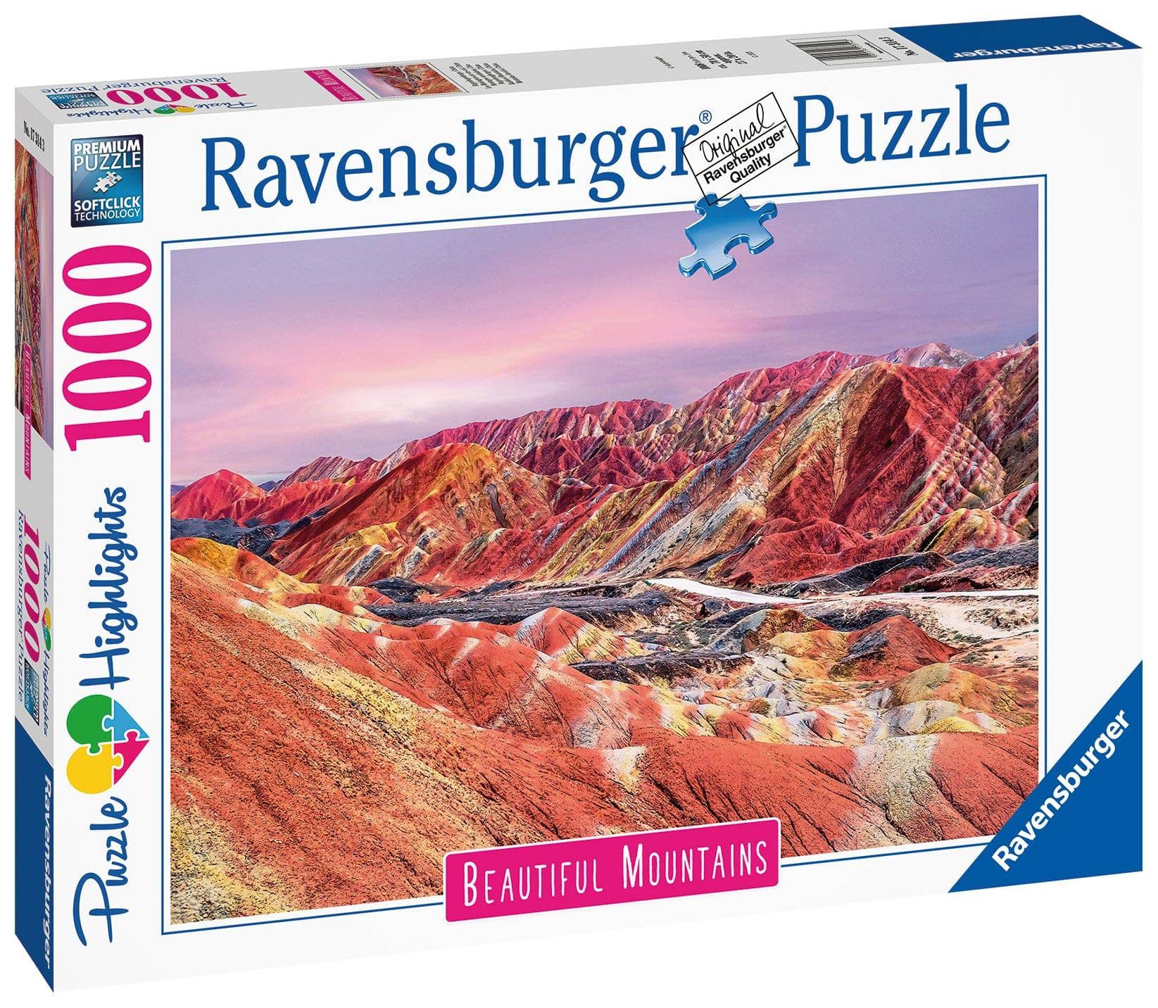 Ravensburger Ravens 1000 - Beautiful Mountains - Rainbow Mountains - China