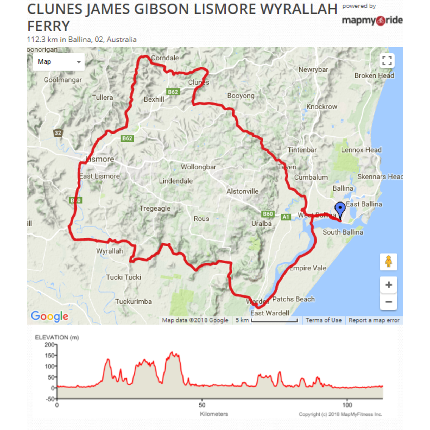 115km - Clunes - James Gibson - Lismore - Wyrallah Ferry