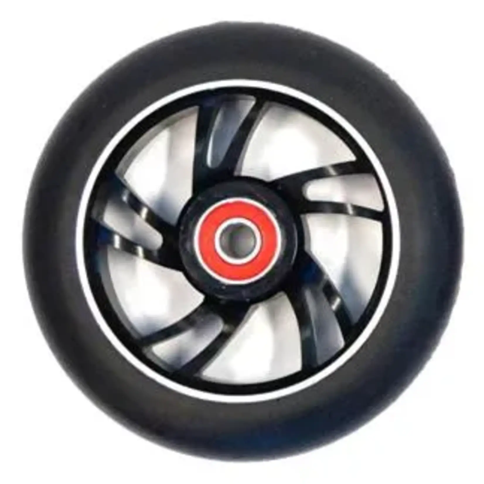 Scooter Wheel, Alloy, 100mm incl Abec-9 bearing, BLACK core (Pair)