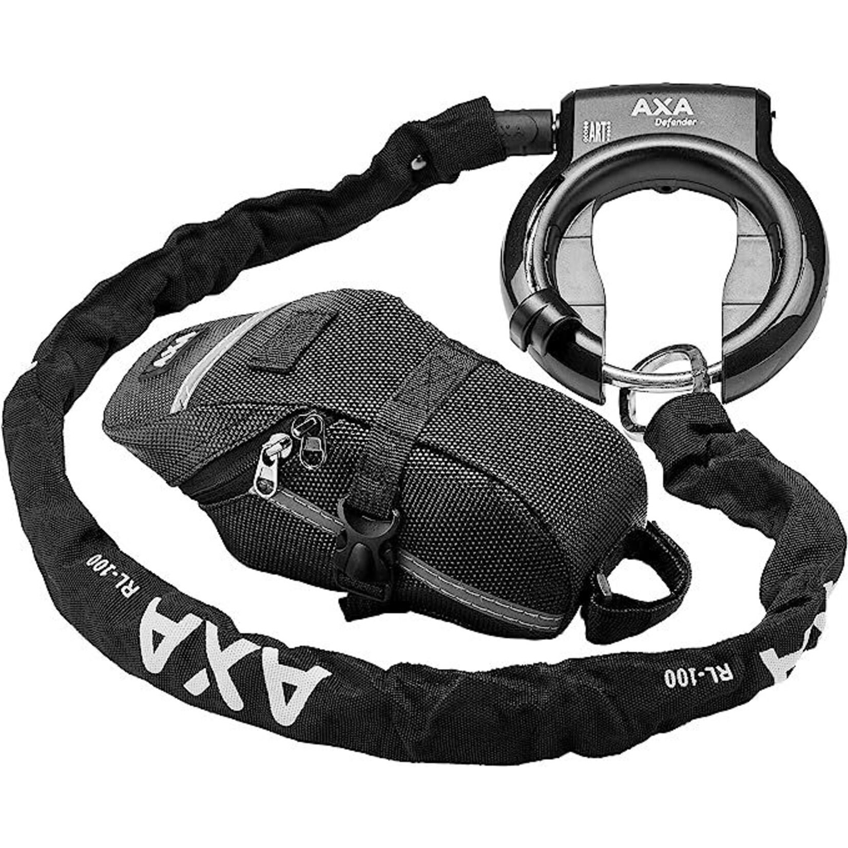 AXA Defender Frame Lock, Chain & Saddlebag