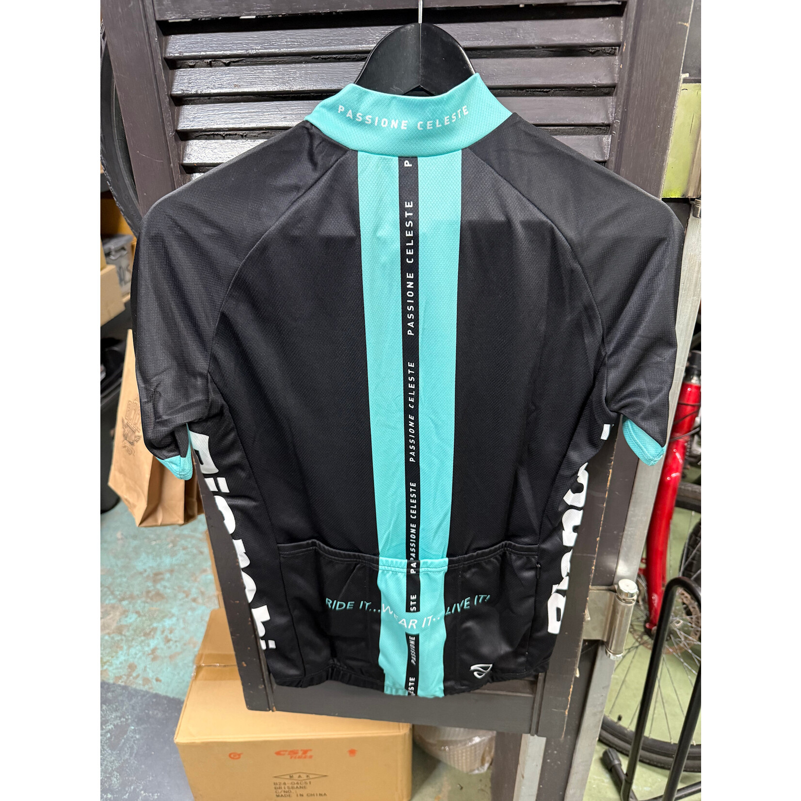 Bianchi SS Jersey Black Passione Celeste XS