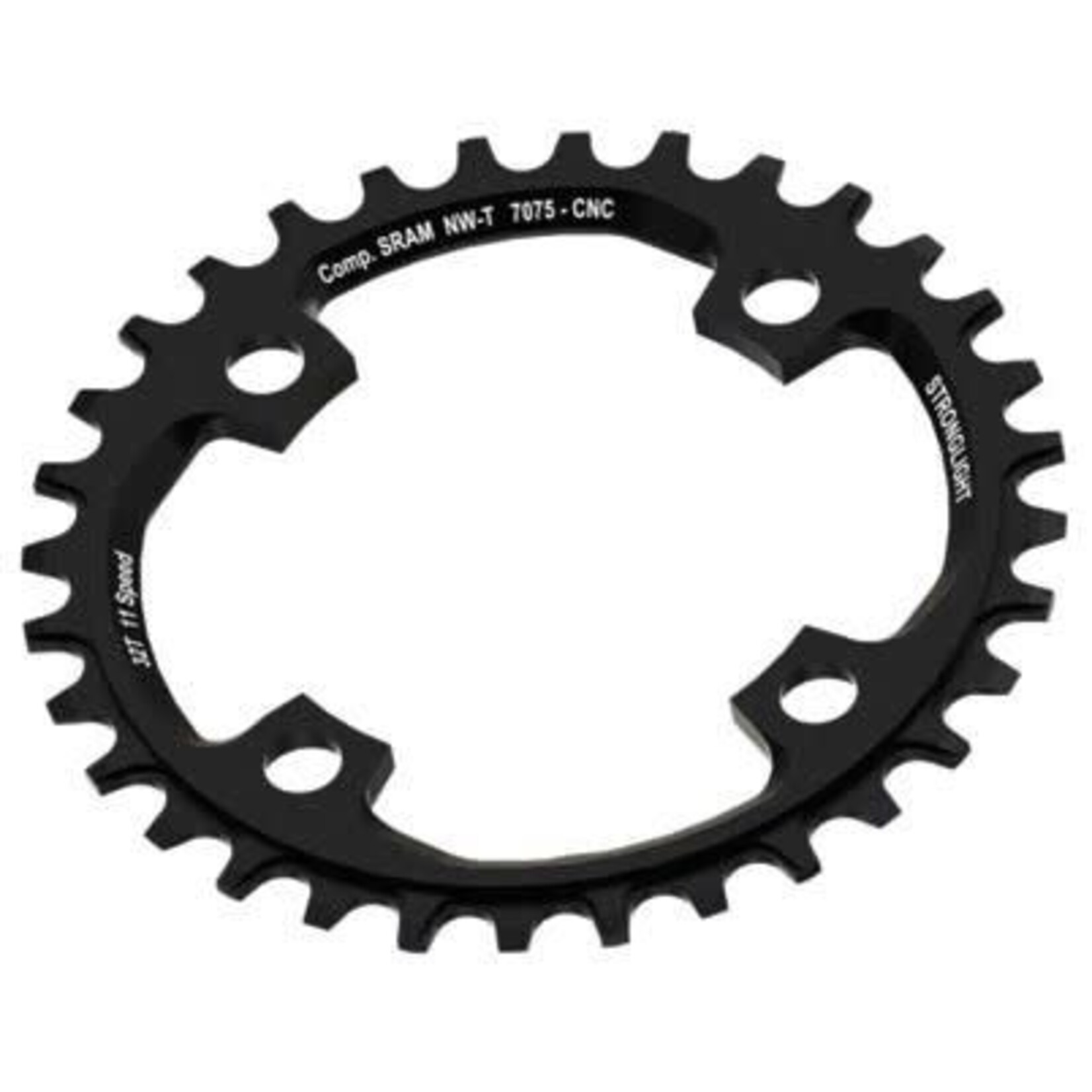 CHAINRING - MTB "STRONGLIGHT", 32T, 7075 CNC Black SRAM - 104mm BCD, 4 Hole for 11 Spd