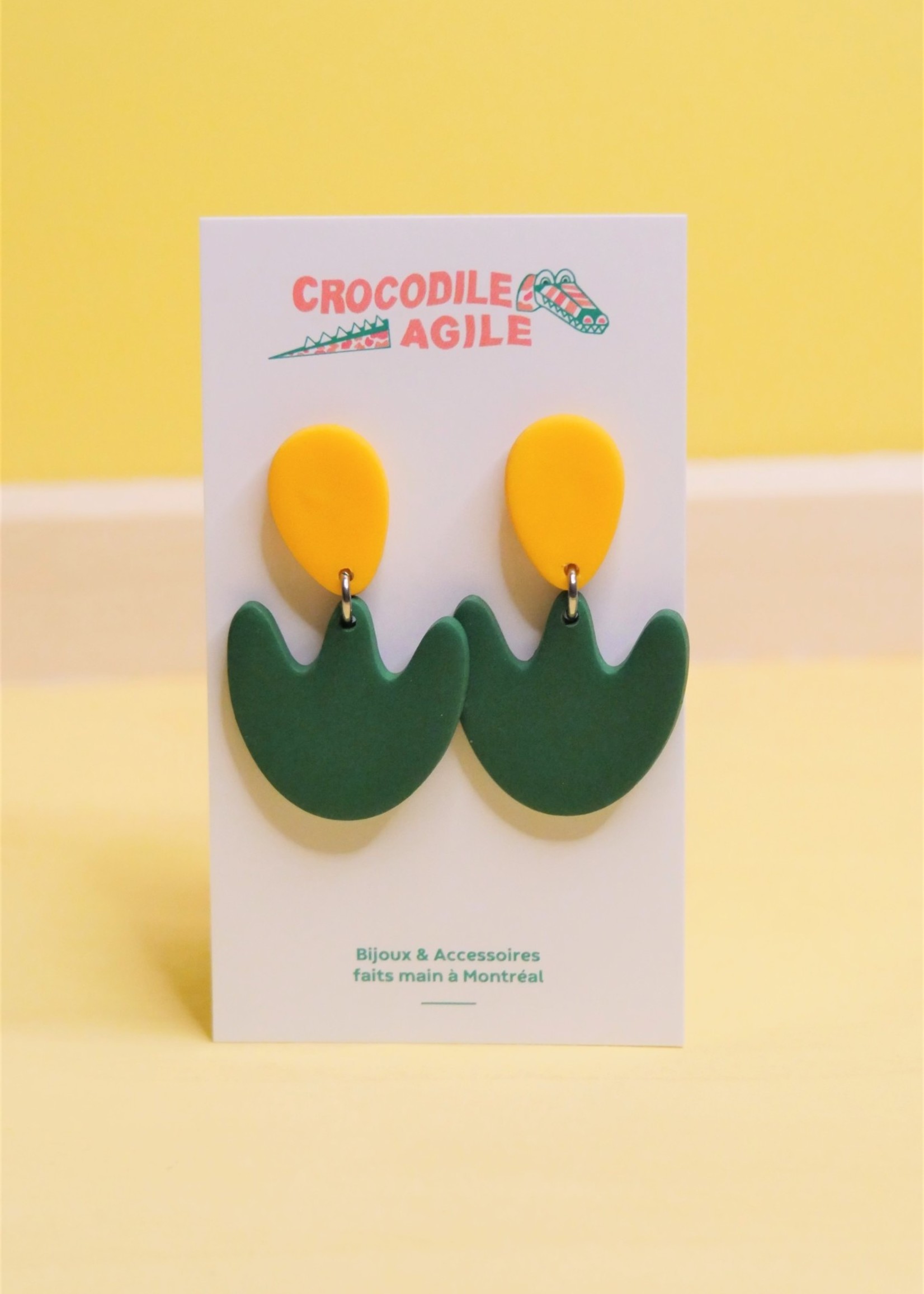 Crocodile agile Boucles d’oreilles-Klea tulipe jaune