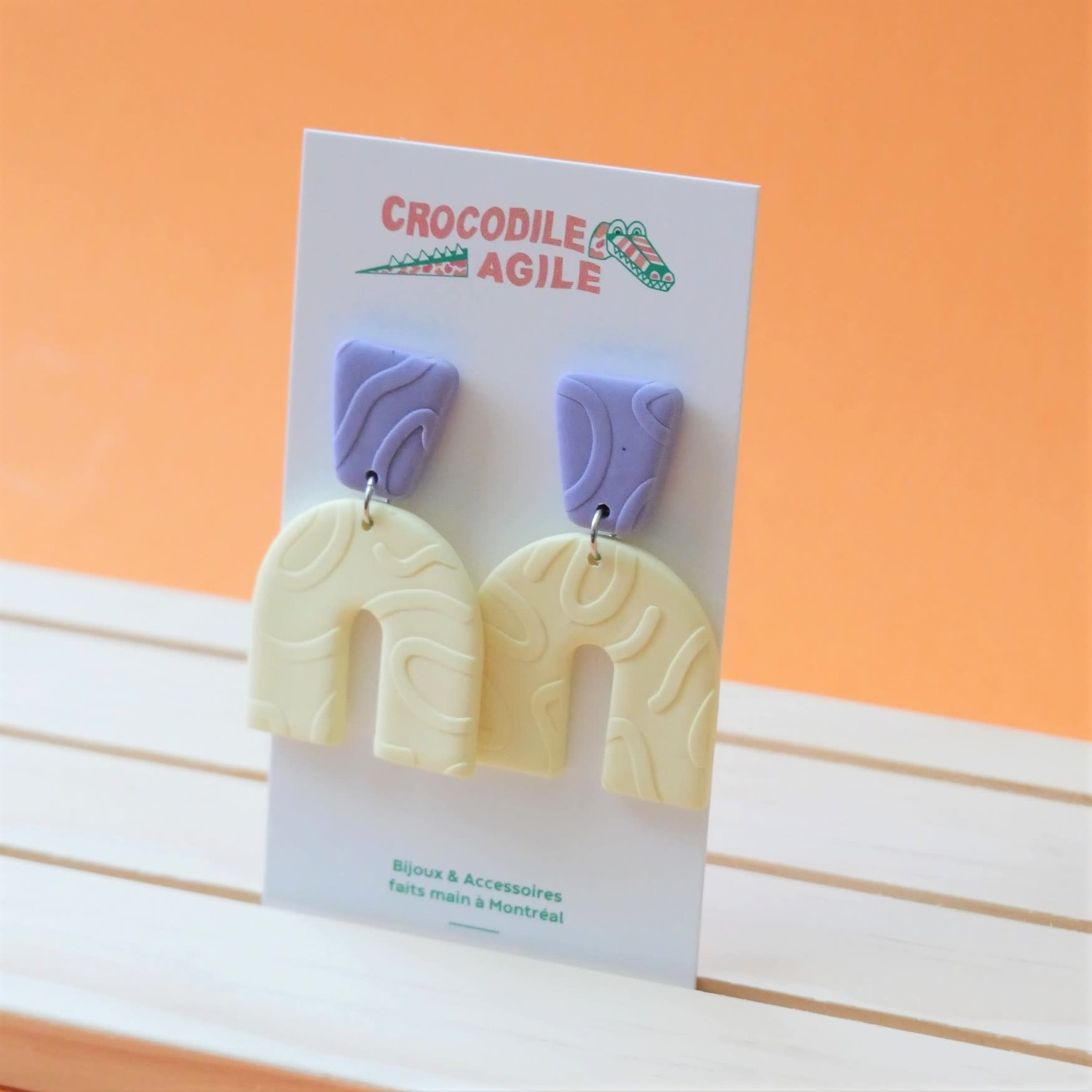 Crocodile agile Boucles d’oreilles - Arche jaune