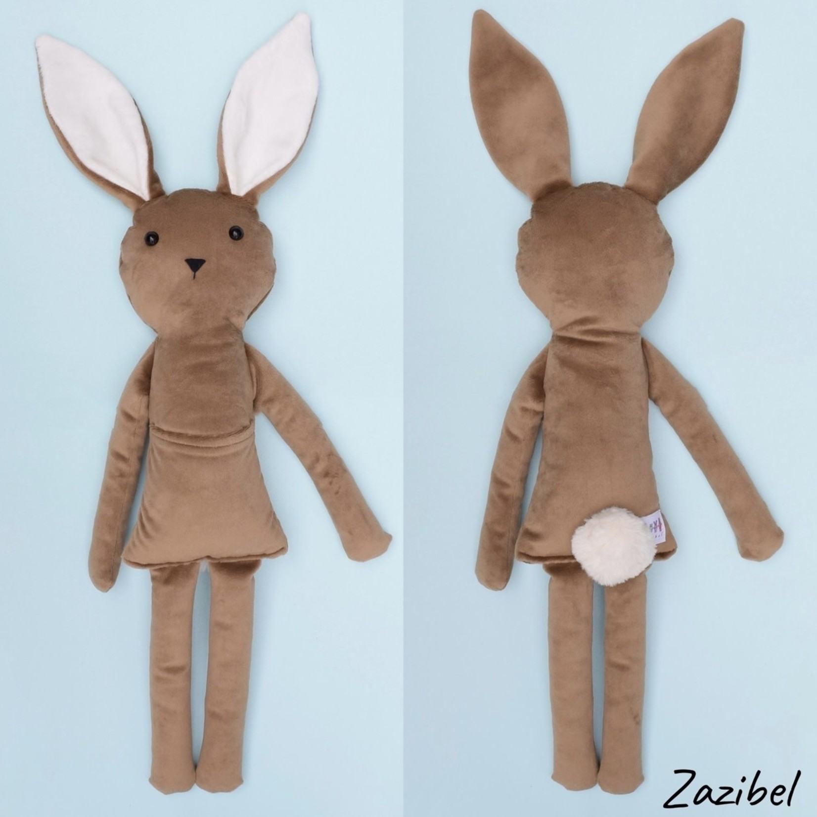 Zazibel Peluche Lapin brun avec salopette