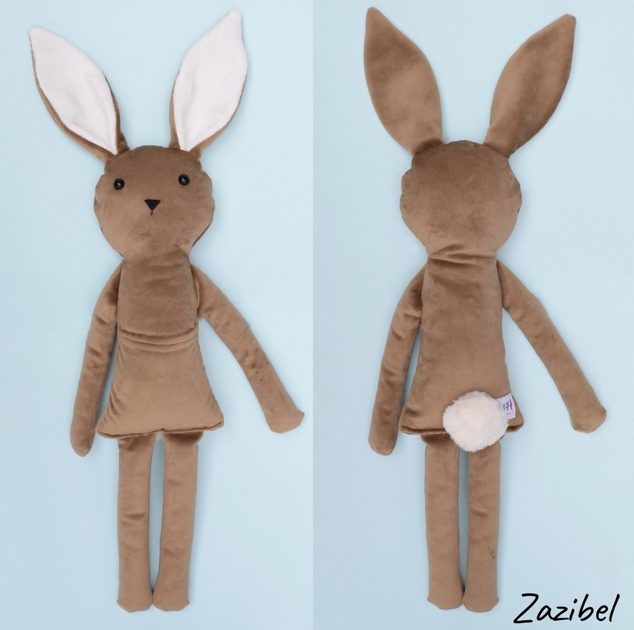 Zazibel Peluche Lapin brun avec salopette - Mini Louvre