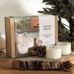 Brin brun Coffret créatif - 2 bougies Sapin de Noël et Feu de foyer