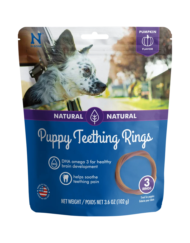 N-Bone N BONE Puppy Teething Rings Pumpkin Flavor Dog Treats 3pk