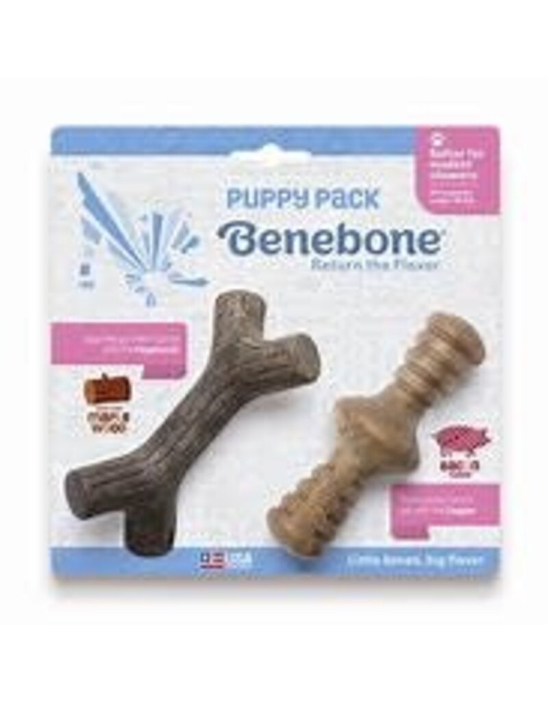 Benebone Benebone Zaggler Puppy Maple Wood Stick /Bacon Zaggler 2Pk