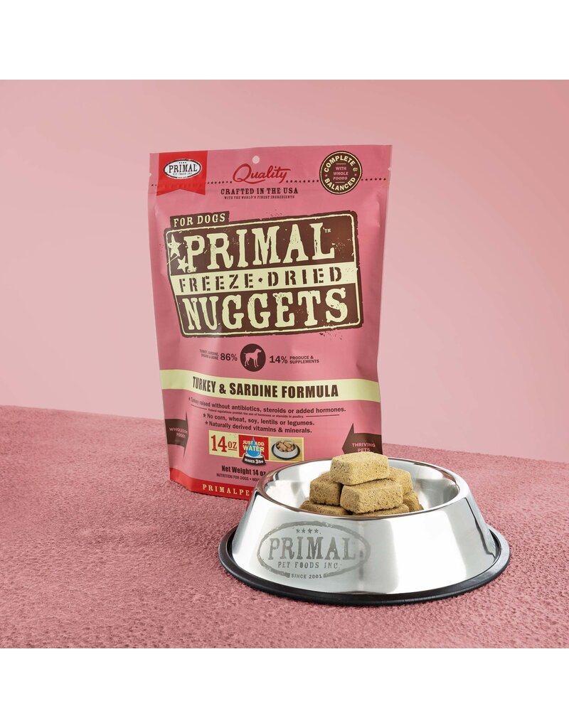 Primal Pet Foods Primal Pet Foods Canine Raw Freeze-Dried Nuggets Turkey & Sardine Formula 14 oz
