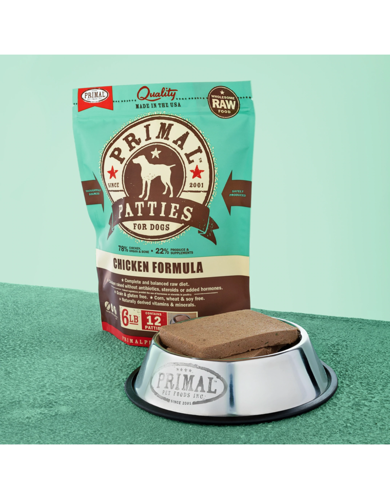 Primal Pet Foods Canine Raw Frozen Patties Chicken Formula 6lb Noah's Ark