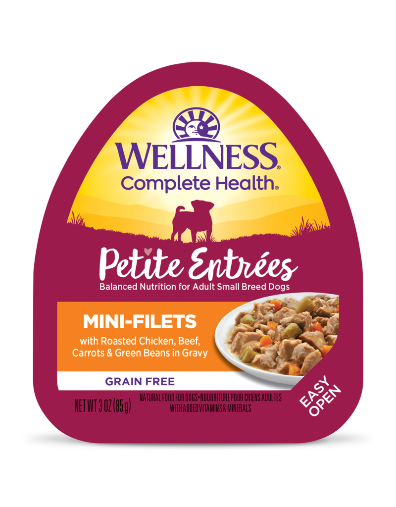 Wellness Wellness Petite Entrees Mini-Filets Grain Free Natural Roasted Chicken And Beef Recipe Wet Dog Food 3oz tray