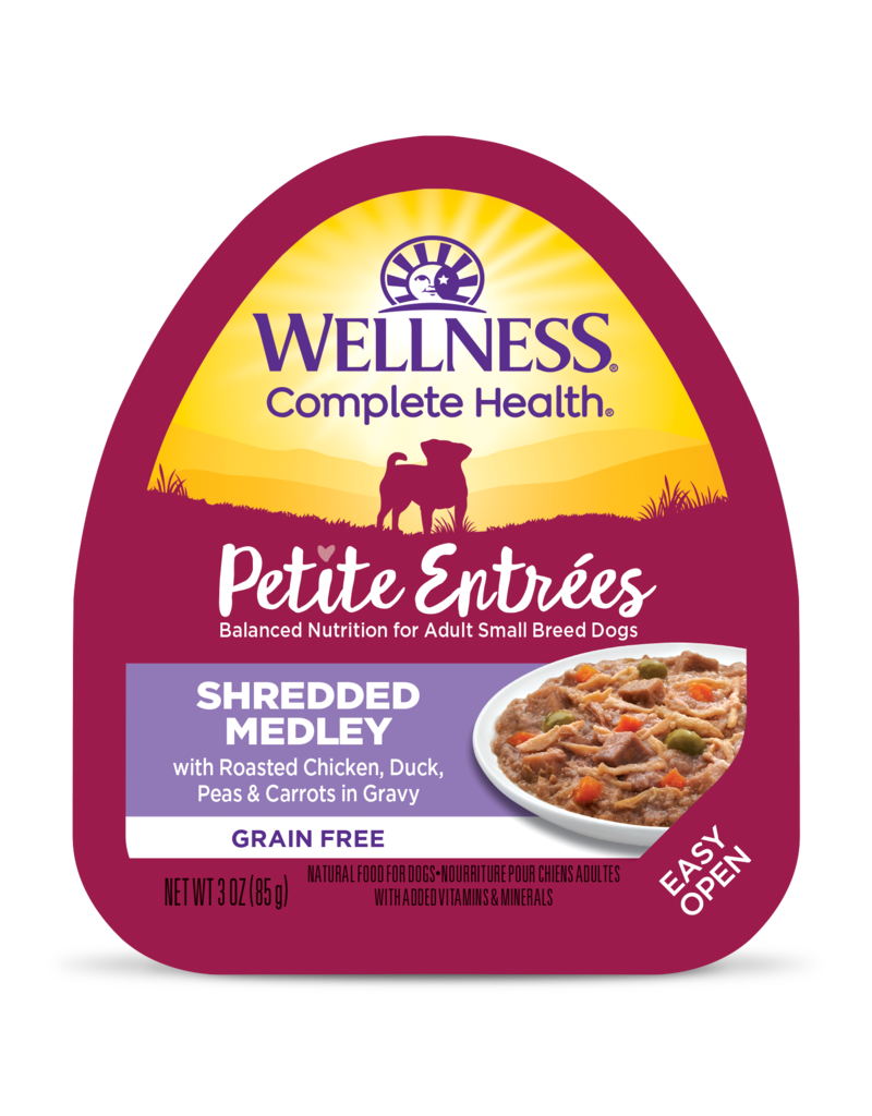 Wellness Wellness Petite Entrees Shredded Medley with Roasted Chicken, Duck, Peas & Carrots 3oz Tray