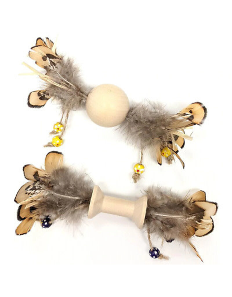 Ethical Pet Ethical Pet Love/Earth Wood/Feather Toy Assorted