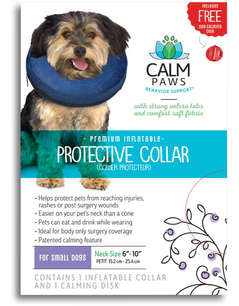 Acorn Pet Calm Paws Inflatable Pet Collar W/Calming Disk Dog Noah's Ark