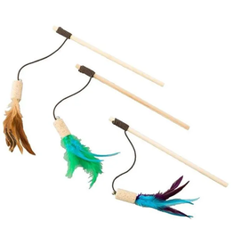 Ethical Pet Ethical Pet Bernet Cork Teaser Wand W/Feathers