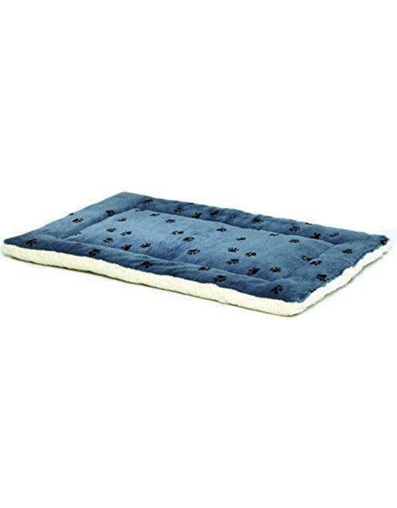 MidWest MidWest QuietTime Fleece Blue Paw Print Reversible Pet Bed & Crate Mat