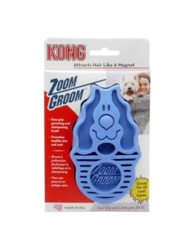 Kong Company Kong Zoom Groom Brush For Dogs & Puppies MD/LG Blue