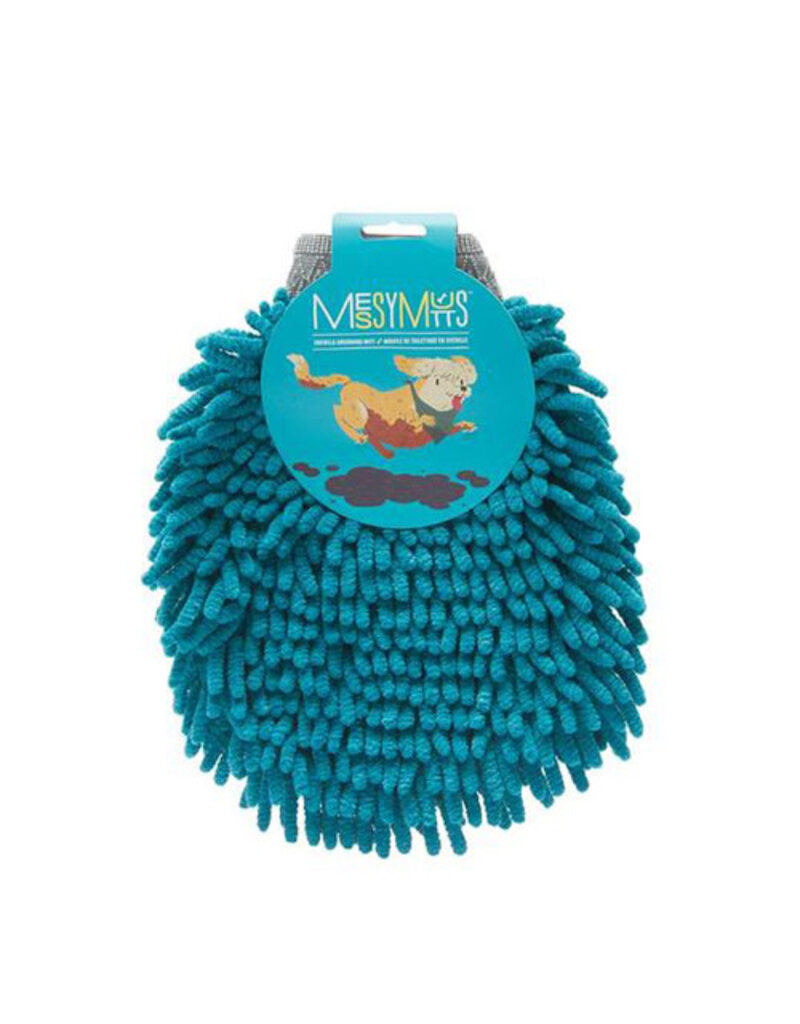 Messy Mutts Messy Mutts Microfiber Grooming Mitt Blue