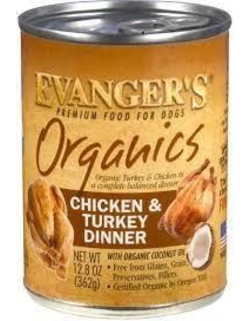 Evangers Evangers Organic Chicken & Turkey Dog Food Cans 12.8Oz Can