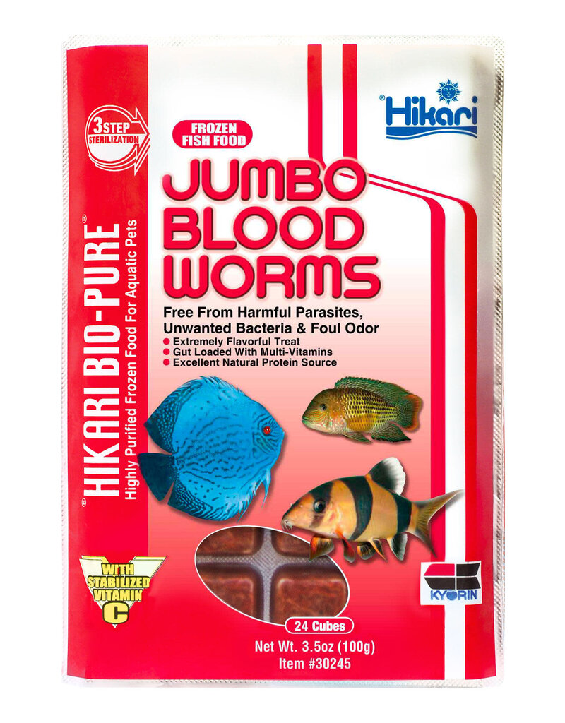 Hikari Hikari Jumbo Bloodworms Frozen Cubes 3.5 oz