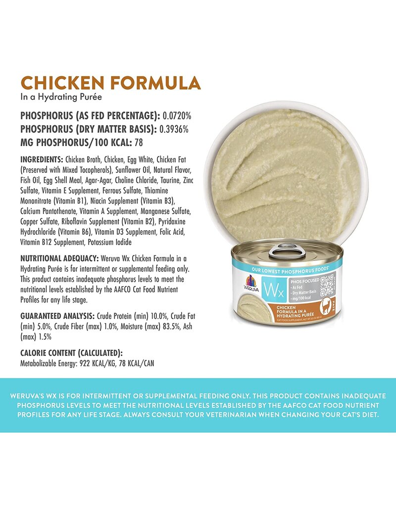 Weruva Weruva WX Chicken in Hydrating Puree Cat Food 3 Oz can