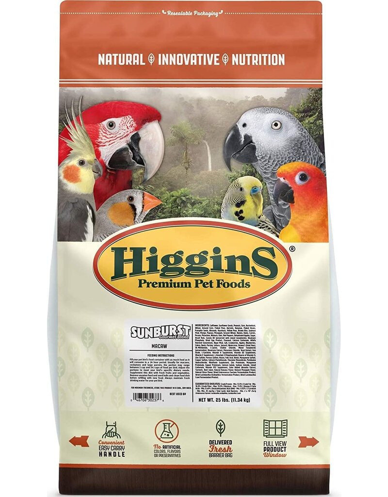 Higgins Sunburst Gourmet Blend Macaw Food 25 Lb