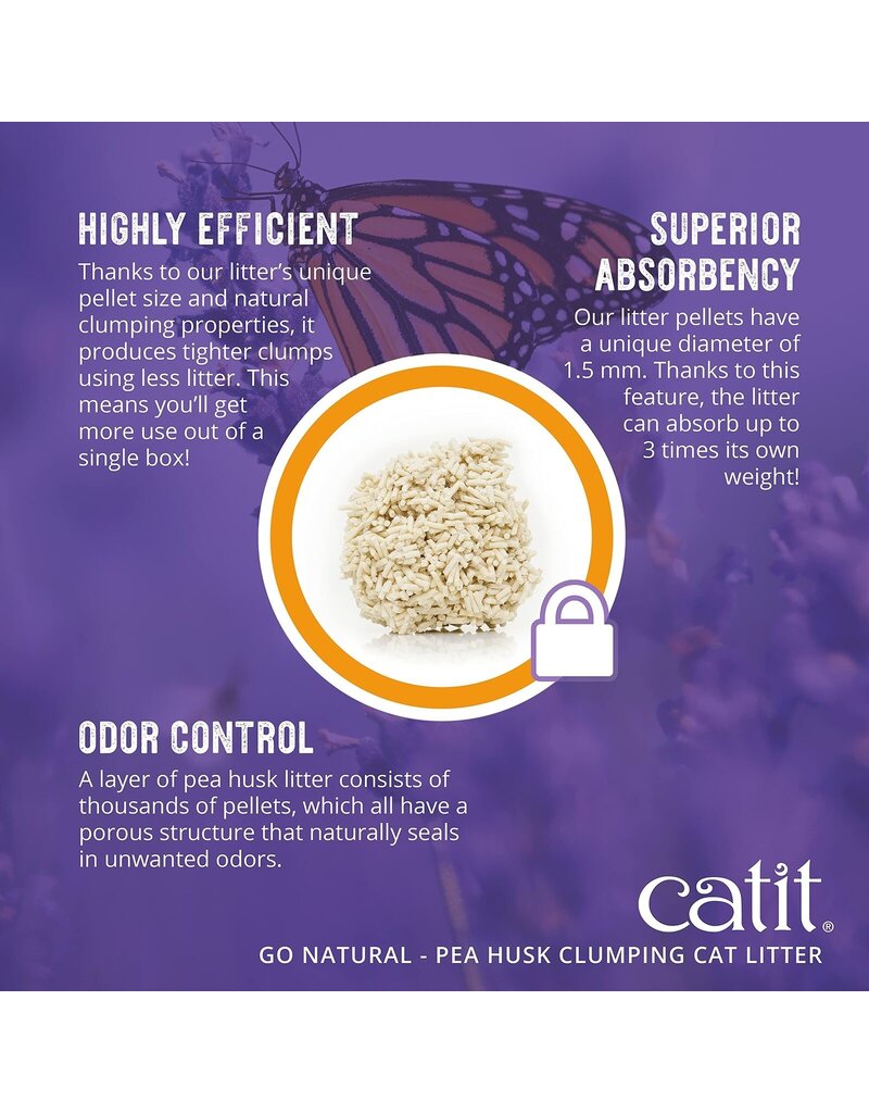 Catit Catit Go Natural Pea Husk Clumping Cat Litter 14.8 lb, Lavender