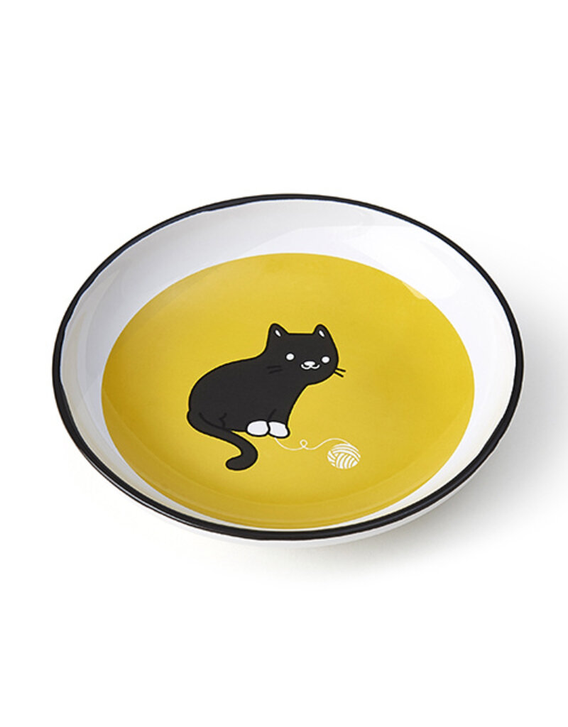 Petrageous Petrageous 5IN Cat Saucer Yellow/White 2.5oz