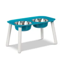 Messy Mutts Messy Mutts Elevated Double Feeder With Stainless Bowls