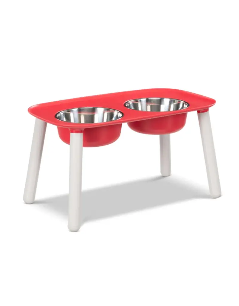 Messy Mutts Messy Mutts Elevated Double Feeder With Stainless Bowls