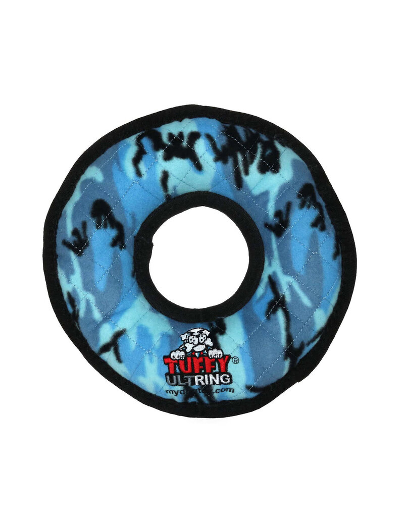 VIP Products Tuffy's Durable Squeaky Soft Rumble Ring Blue Dog Toy