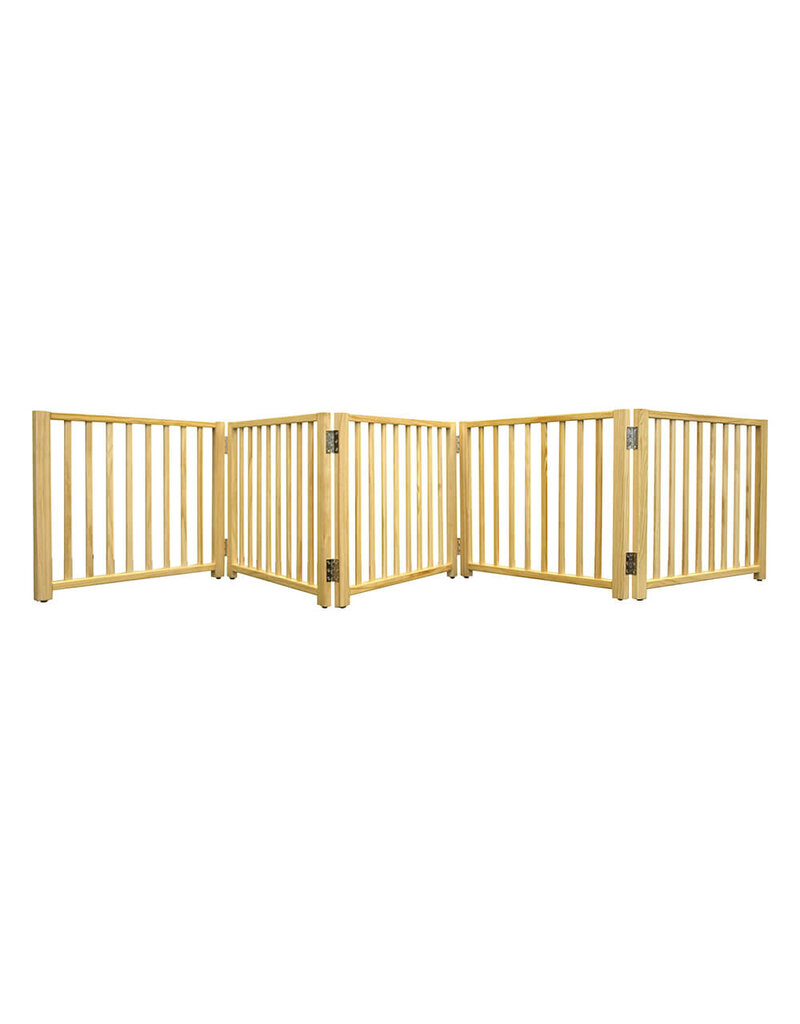 Four Paws Four Paws Free Standing Gate Folding 5 Panel Wood 48-110Wx17H