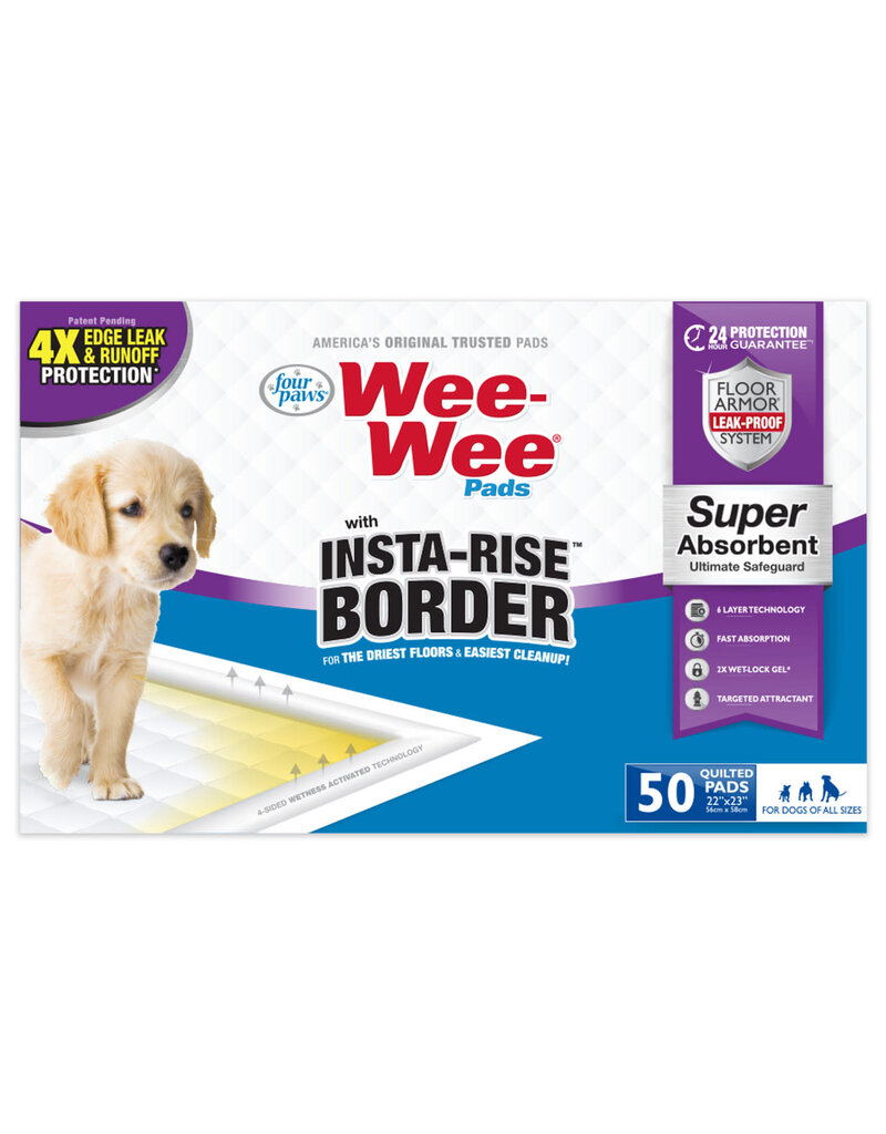 Four Paws Four Paws Wee-Wee Pads with Insta-Rise Border 50 pk