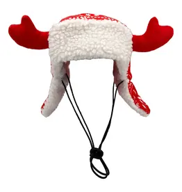 Huxley and Kent Huxley and Kent Dog Hat Antlers Red Fairisle