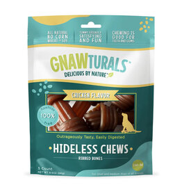 Pawsitive Pets Gnawturals Hideless Dog Chews Ribbed Bone Chicken Med 5 Ct