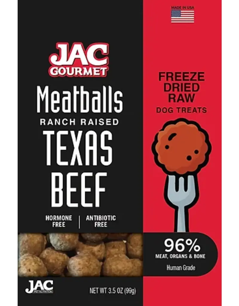 JAC PET NUTRITION LLC JAC Gourmet Meatballs  Beef Freeze Dried Raw Treat 3.5 Oz
