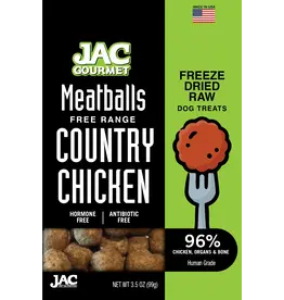 JAC PET NUTRITION LLC JAC Gourmet Meatball Chicken Freeze Dried Raw Treat 3.5 Oz